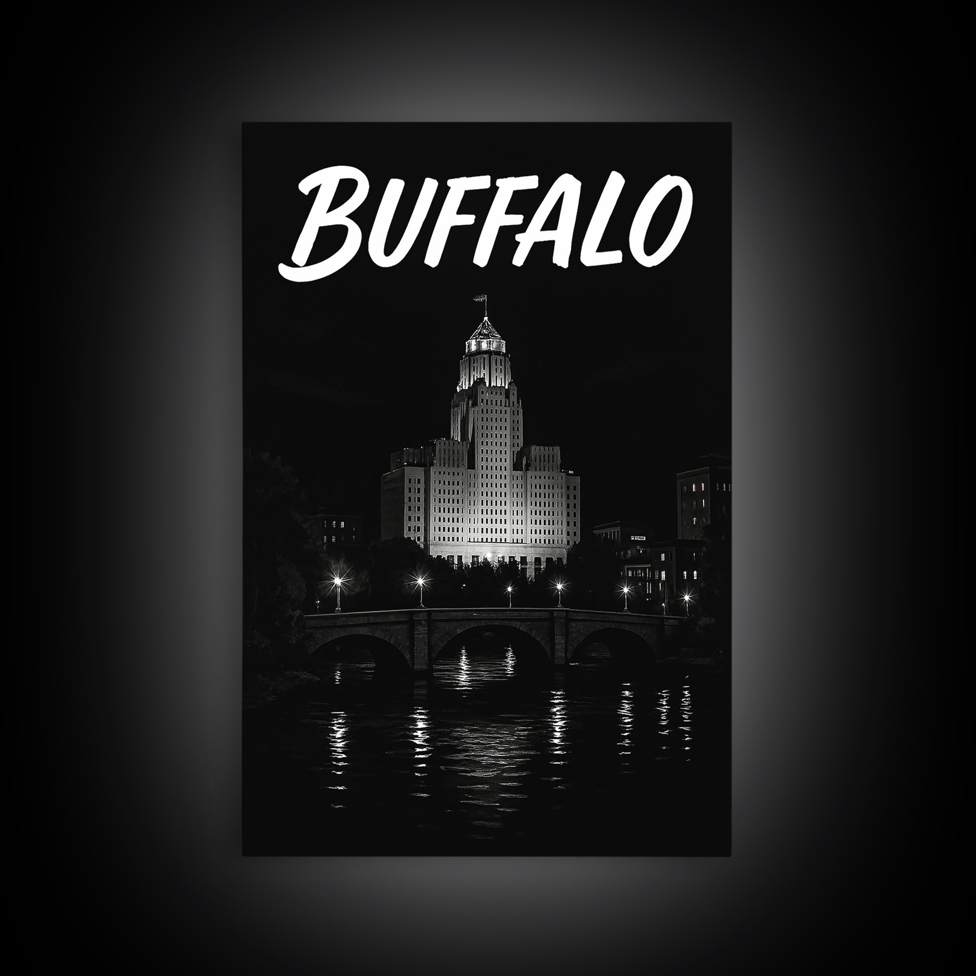 Buffalo Travel Poster, Canvas Print, Black And White Travel Art, Buffalo Poster Print, Travel Poster Art, Travel Poster Set, Travel Print