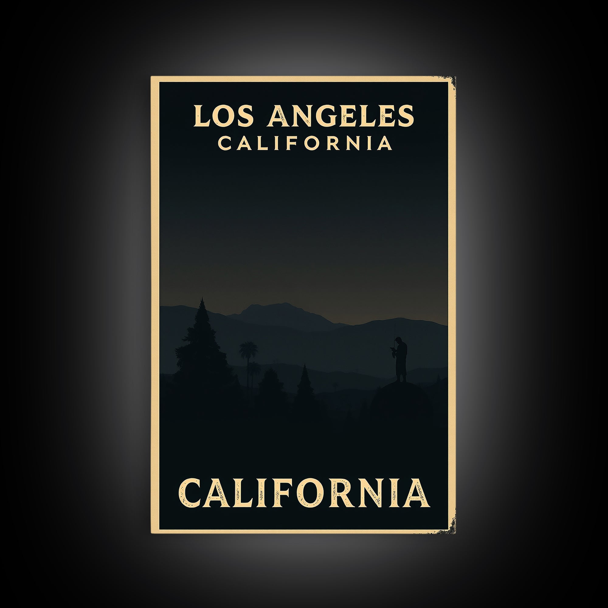 California Travel Poster, Framed Canvas Print, Night Street Poster Art, California Poster Print, Eclectic Wall Decor, City Art Print