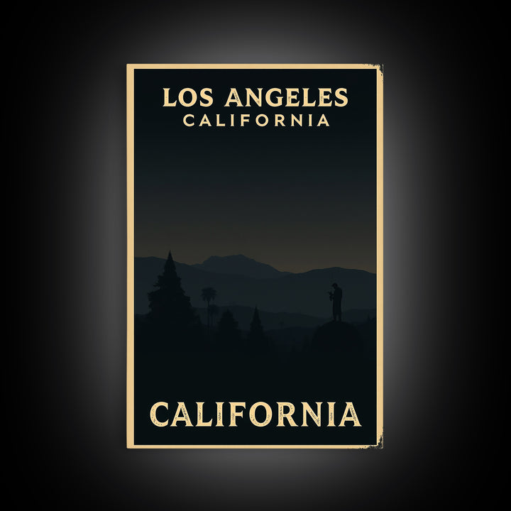 California Travel Poster, Framed Canvas Print, Night Street Poster Art, California Poster Print, Eclectic Wall Decor, City Art Print