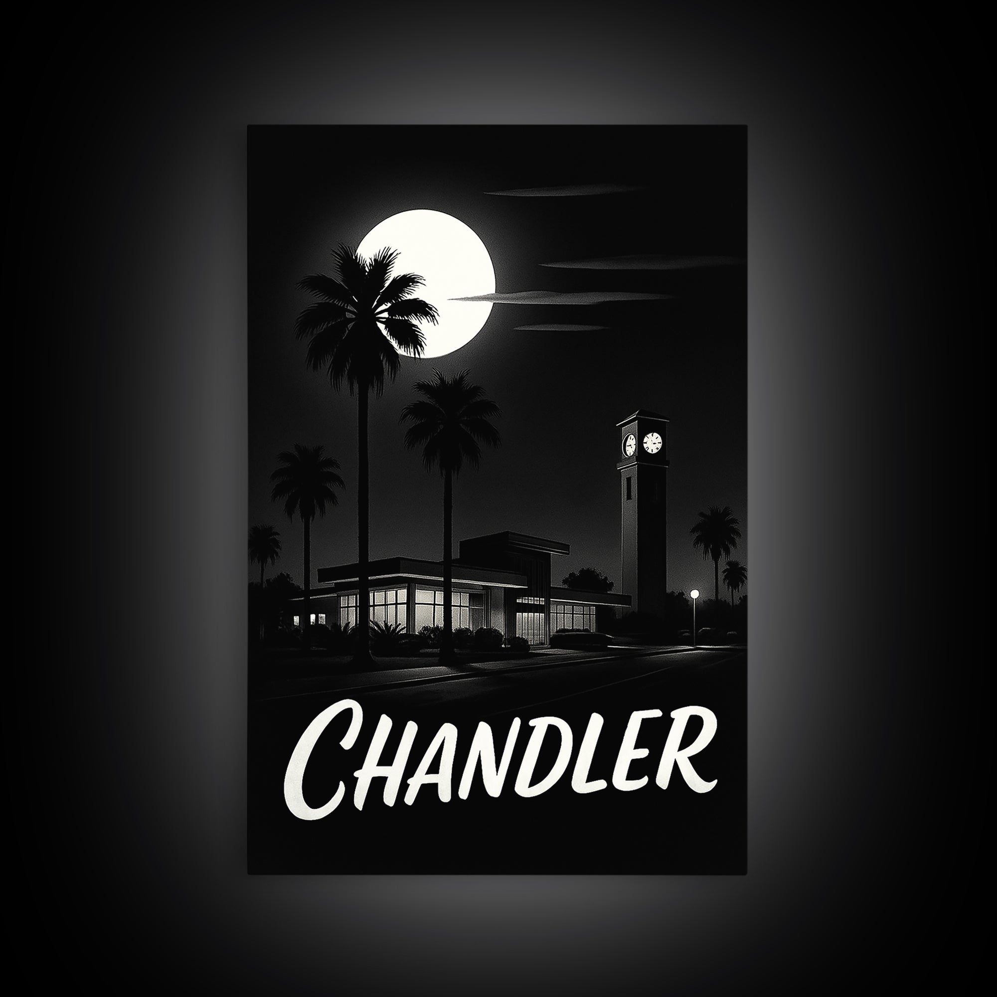 Chandler Arizona Travel Poster, Canvas Print, Black And White Travel Art, Chandler Travel Art, Vintage City Art, Skyline Art, Art Print