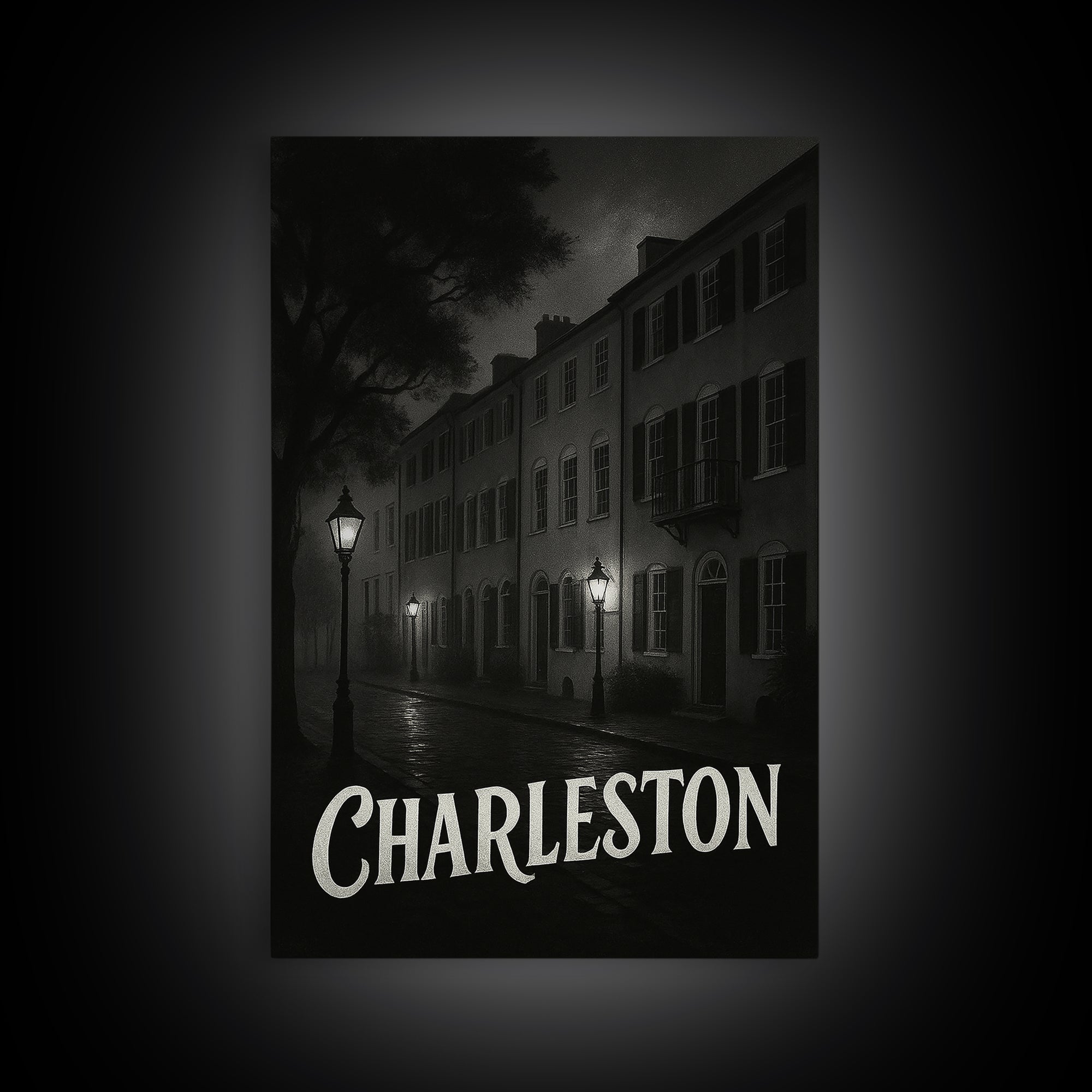 Charleston South Carolina Travel Poster, Canvas Print, Black And White Travel Art, Charleston Travel Art, Fine Art Print, Travel Wall Art