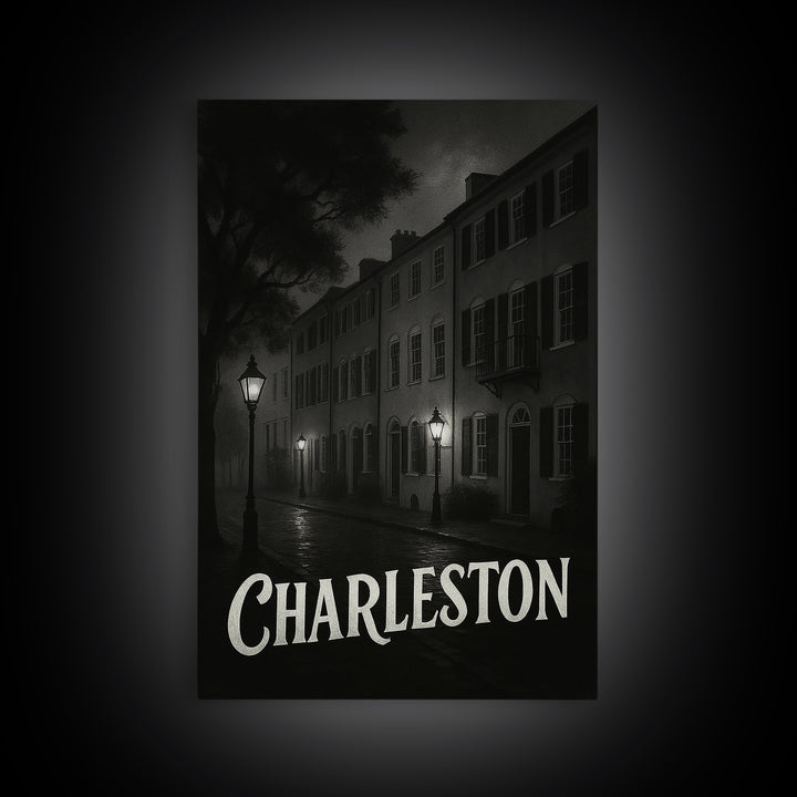 Charleston South Carolina Travel Poster, Canvas Print, Black And White Travel Art, Charleston Travel Art, Fine Art Print, Travel Wall Art