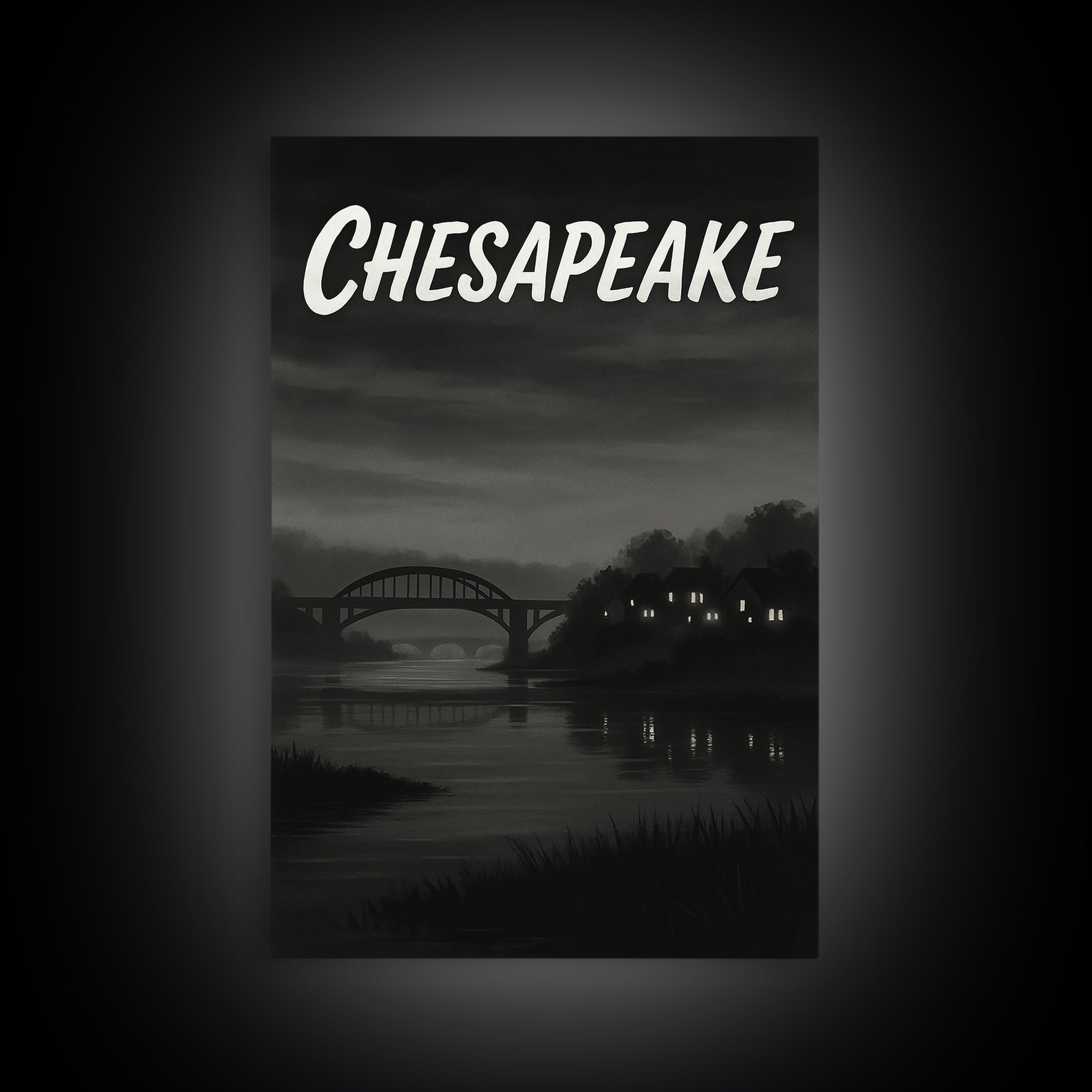 Chesapeake Virginia Travel Poster, Canvas Print, Vintage Noir Poster Art, Chesapeake Wall Art, Fine Art Print, Wall Art, City Art Print