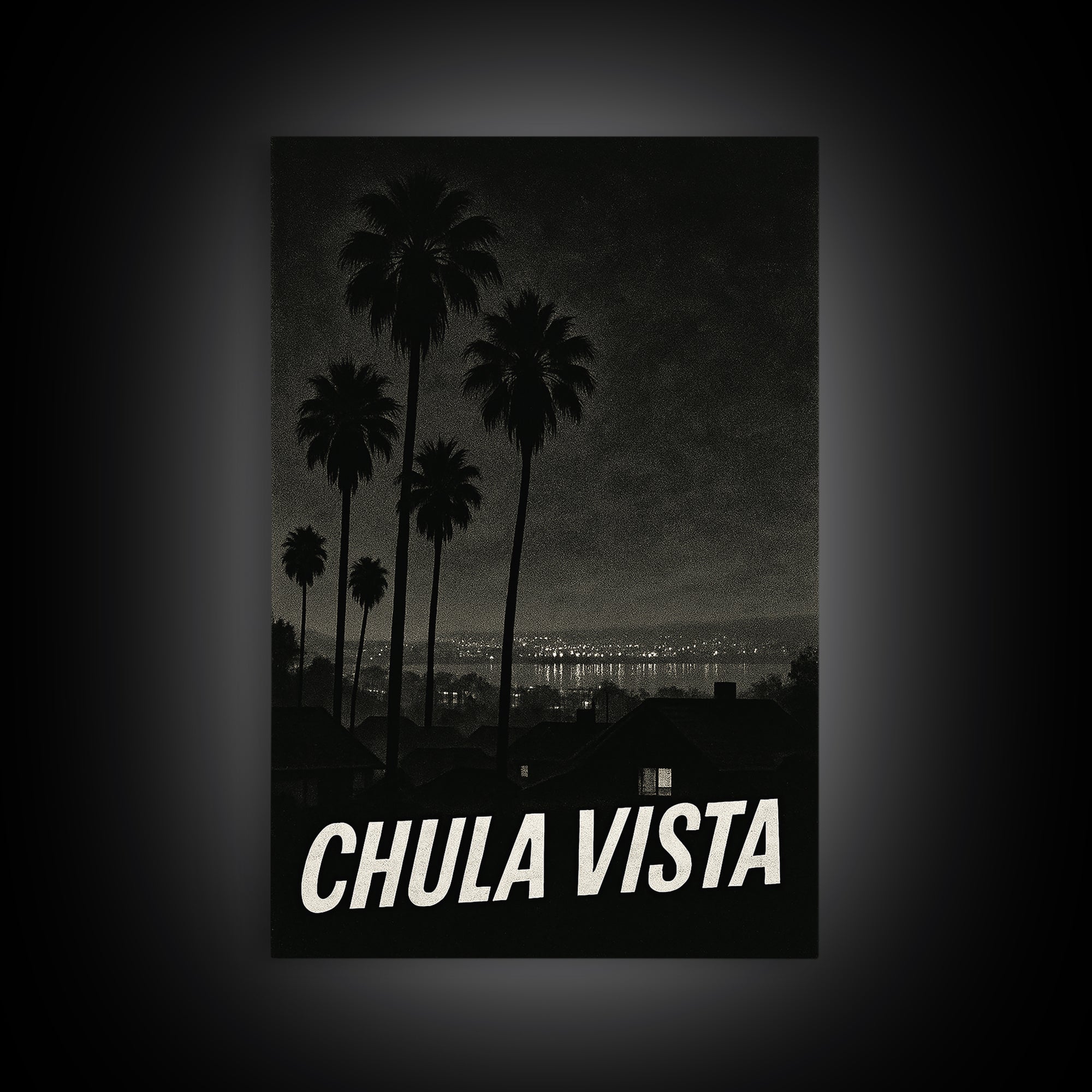 Chua Vista Travel Poster, Canvas Print, Dark Moody City Wall Art, Chua Vista Wall Art, Wanderlust Decor, Retro Travel Print, Poster Print