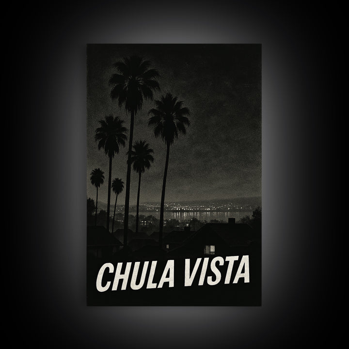 Chua Vista Travel Poster, Canvas Print, Dark Moody City Wall Art, Chua Vista Wall Art, Wanderlust Decor, Retro Travel Print, Poster Print