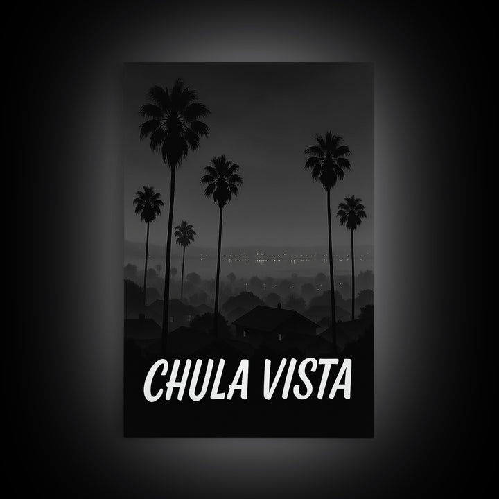 Chula Vista California Travel Poster, Canvas Print, Night Street Poster Art, Chula Vista City Art, Office Decor, Travel Wall Art, Print
