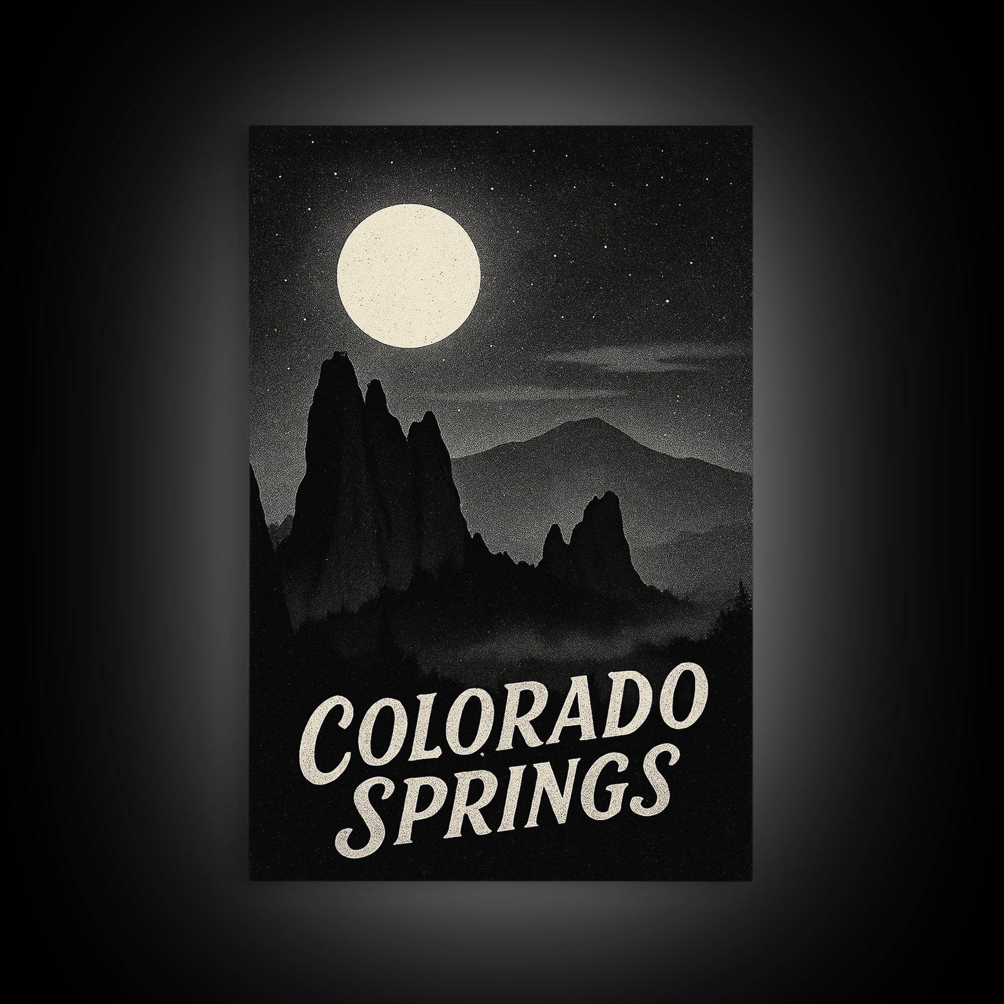 Colorado Springs Colorado Travel Poster, Canvas Print, Night Street Poster Art, Colorado Springs Art Print, Gift For Travelers, Art Print