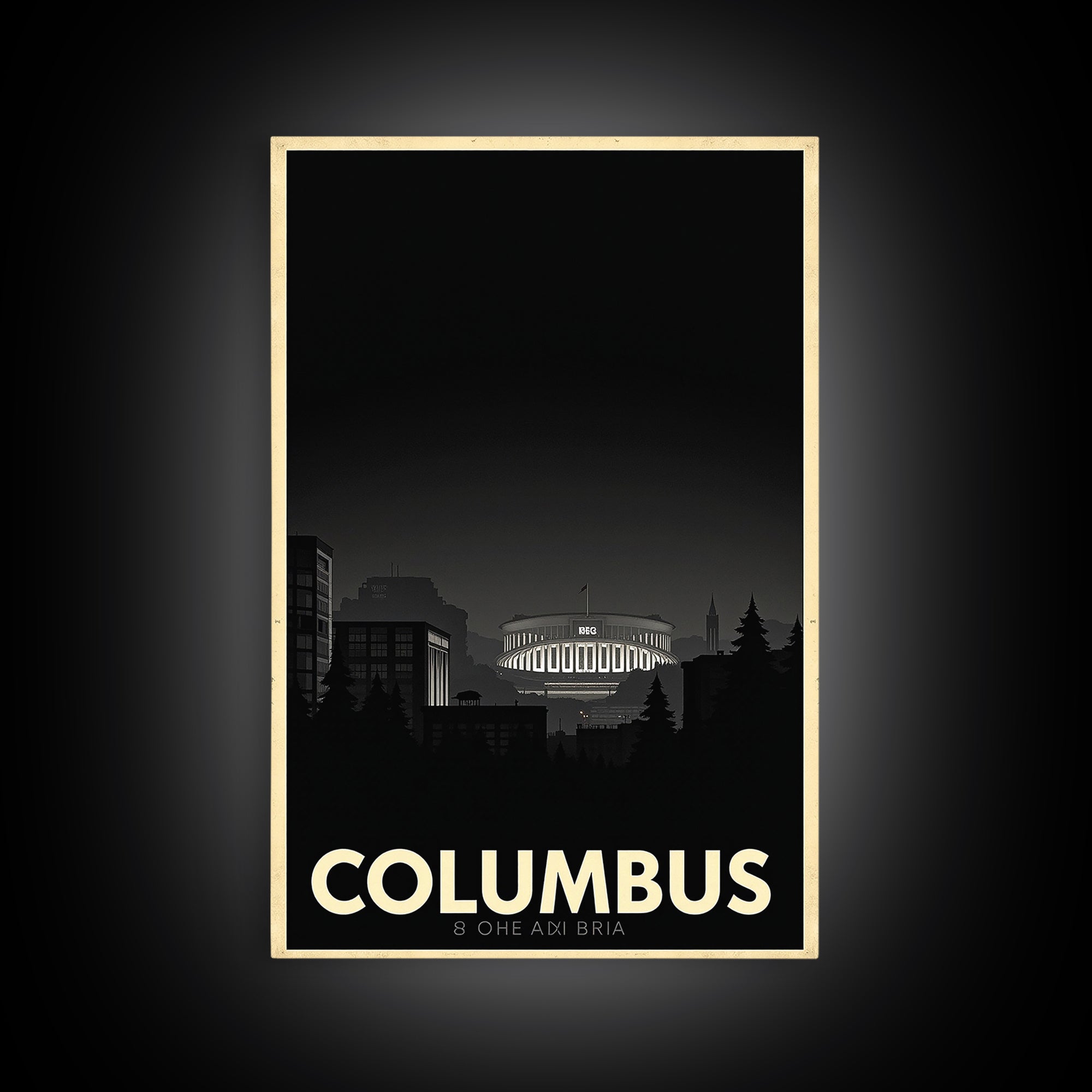 Columbus Travel Poster, Canvas Print, Vintage Noir Poster Art, Columbus City Art, Travel Art Print, Living Room Wall Art, City Travel Prints