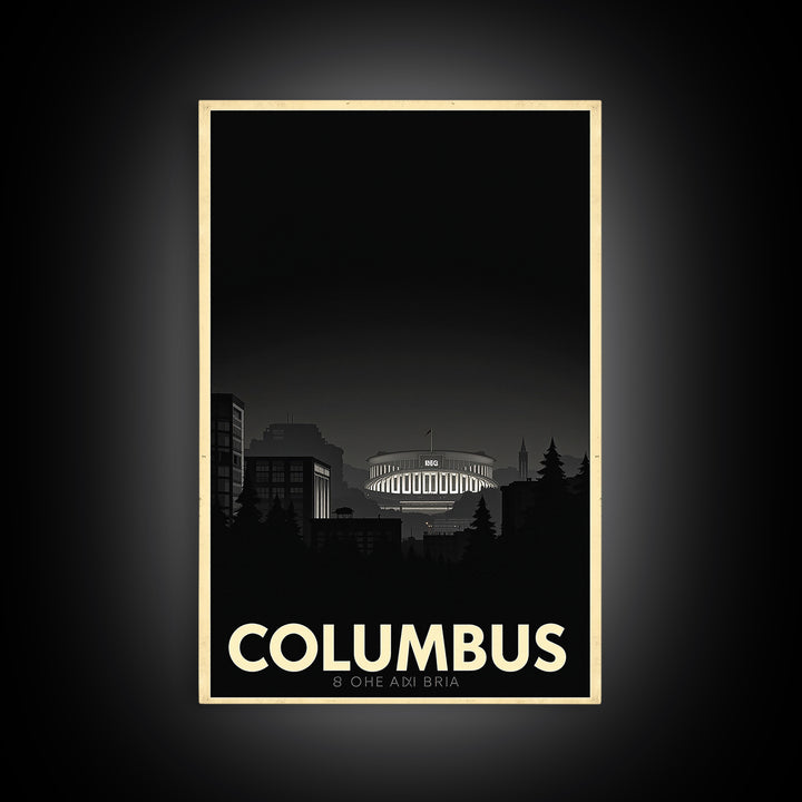 Columbus Travel Poster, Canvas Print, Vintage Noir Poster Art, Columbus City Art, Travel Art Print, Living Room Wall Art, City Travel Prints