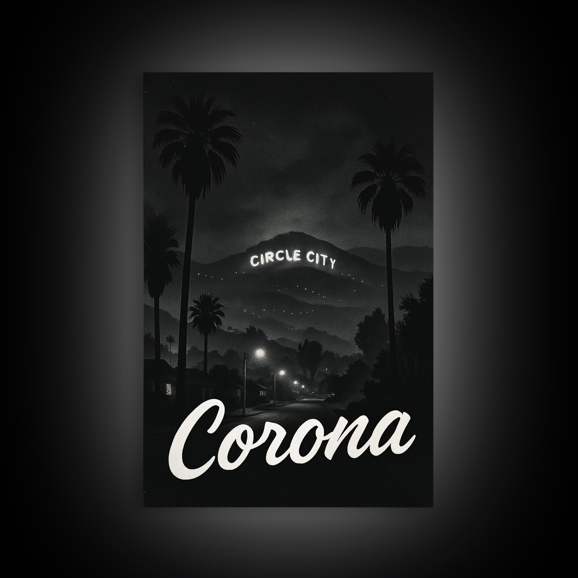Corona California Travel Poster, Canvas Print, Dark Moody City Wall Art, Corona Poster Print, Travel Poster Set, Travel Wall Art, Home Decor