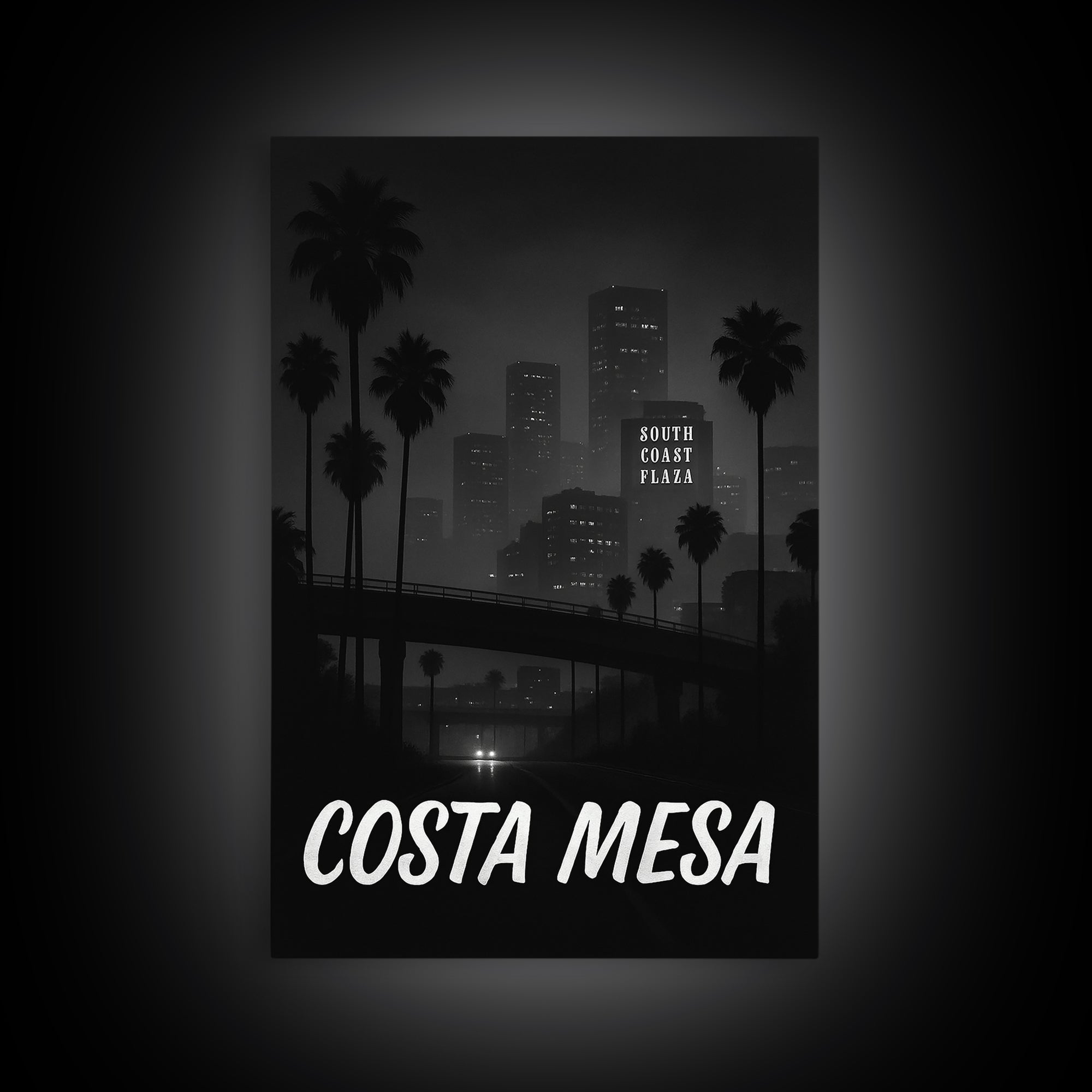 Costa Mesa California Travel Poster, Canvas Print, Vintage Noir Poster Art, Costa Mesa Art Print, Travel Wall Art, Art Print