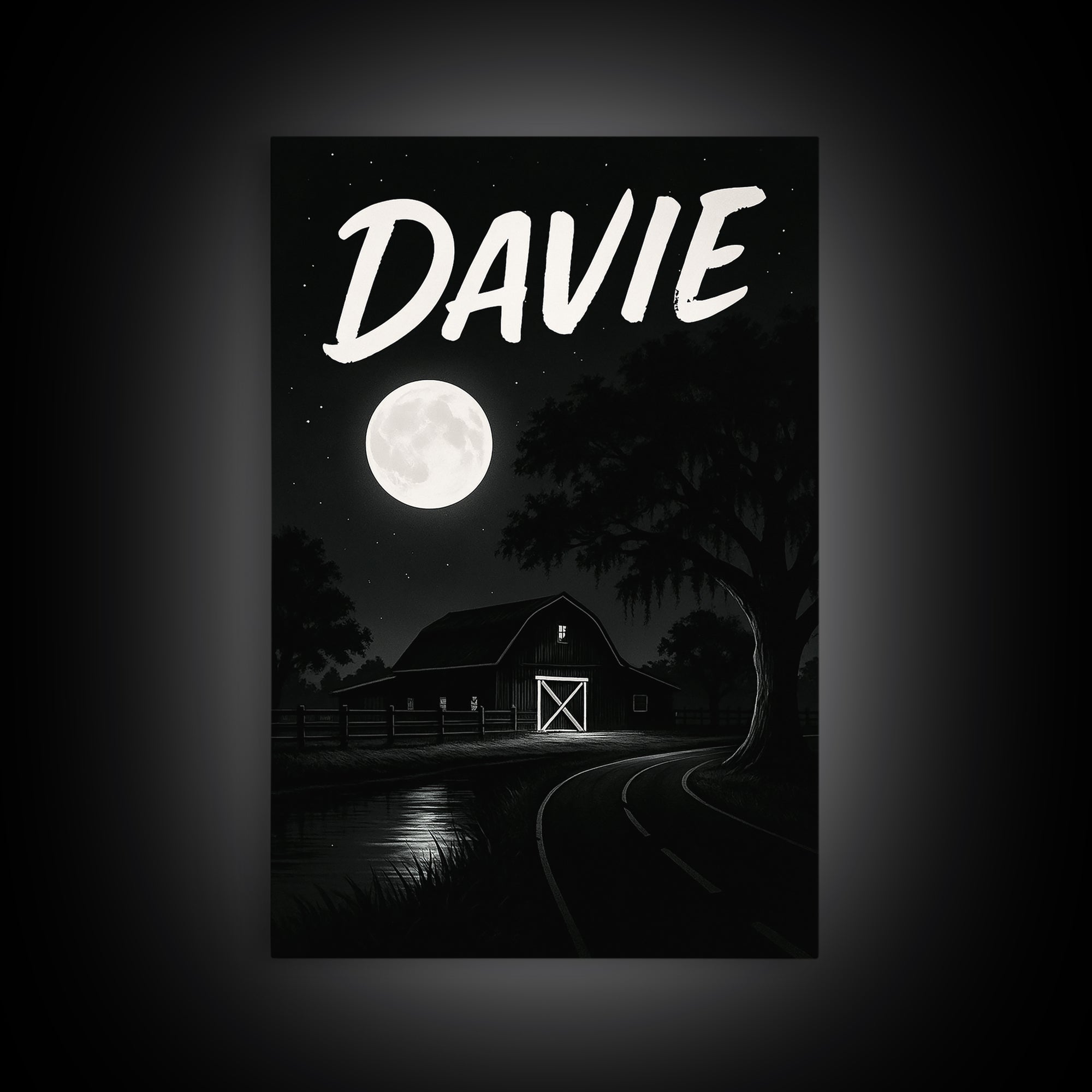 Davie Travel Poster, Canvas Print, Night Street Poster Art, Davie Poster Print, Travel Poster Art, Travel Wall Art, Wanderlust Decor