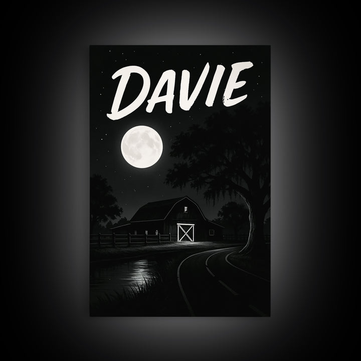 Davie Travel Poster, Canvas Print, Night Street Poster Art, Davie Poster Print, Travel Poster Art, Travel Wall Art, Wanderlust Decor