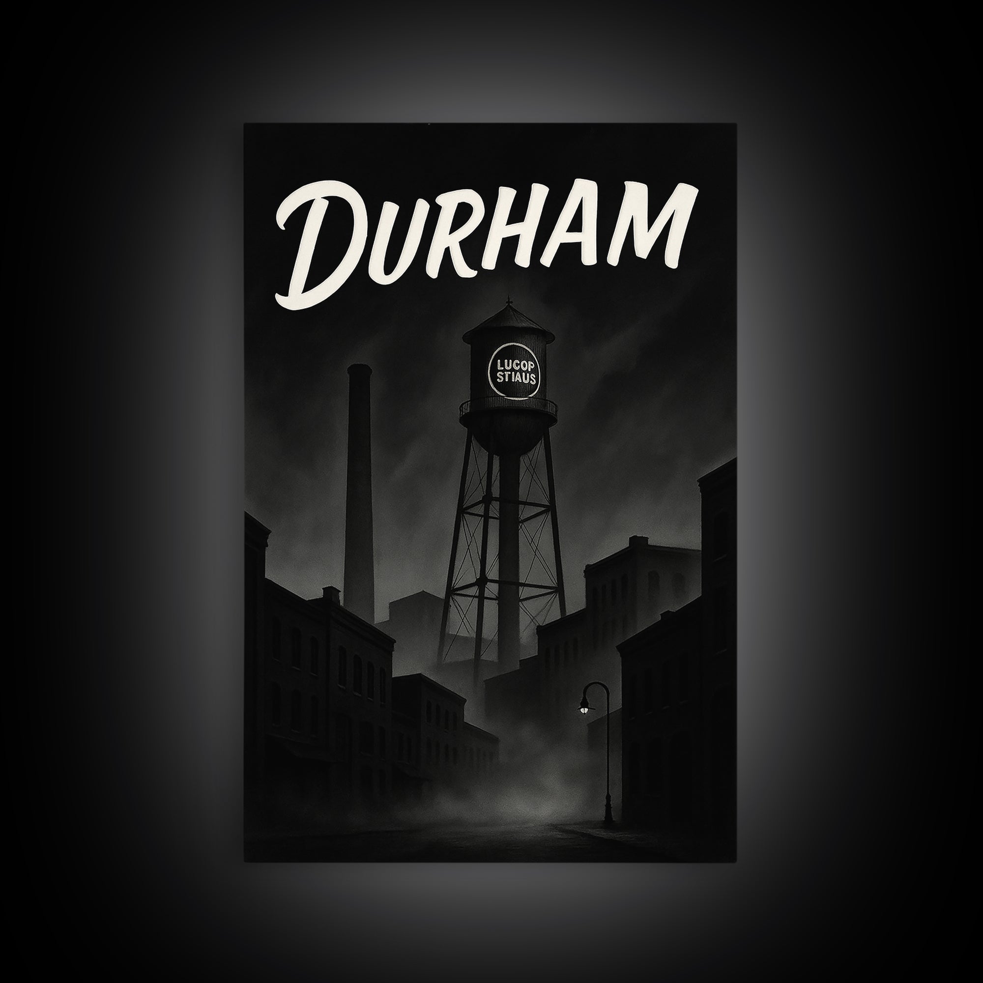 Durham North Carolina Travel Poster, Canvas Print, Night Street Poster Art, Durham City Art, City Art Print, Poster Art, Vintage City Art