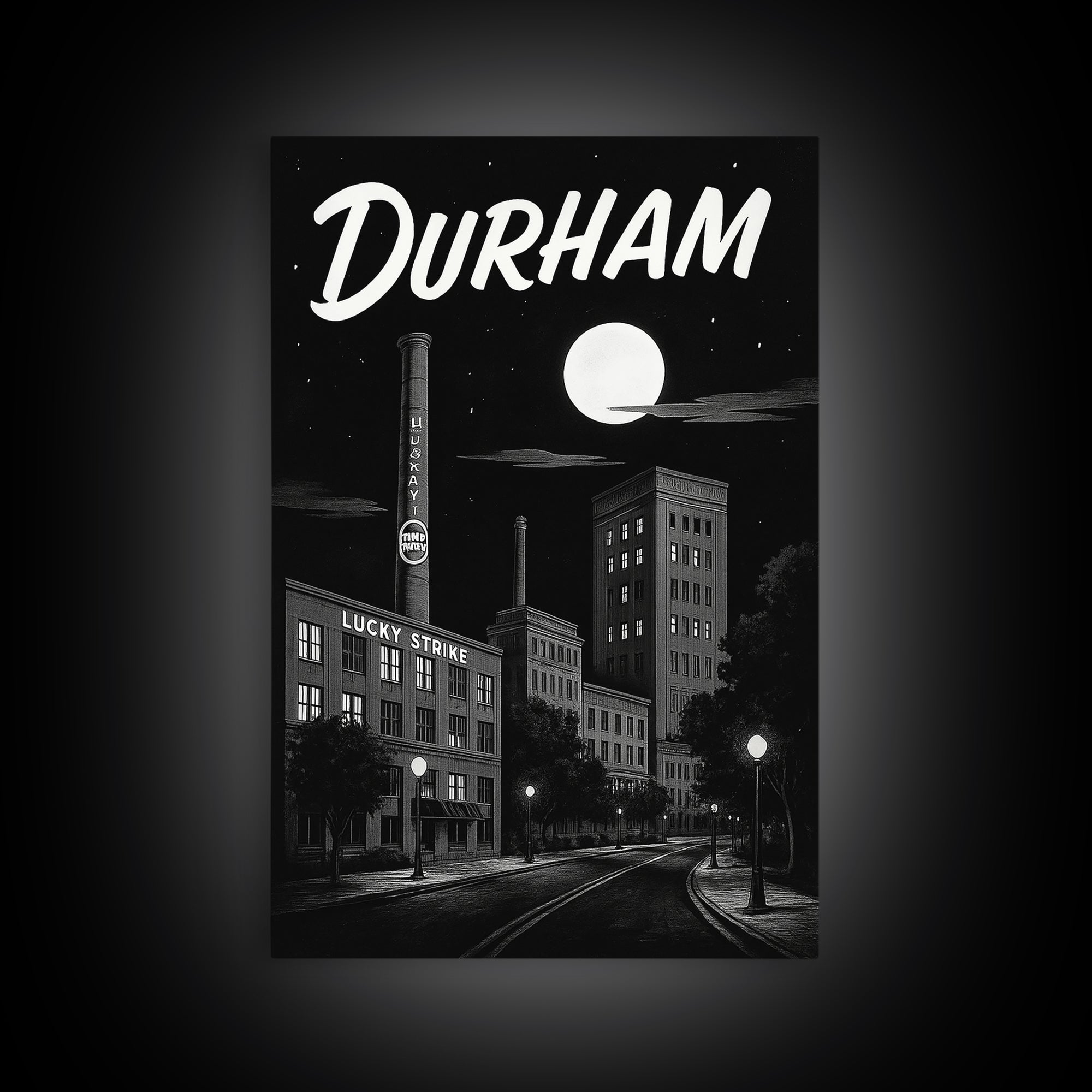 Durham Travel Poster, Framed Canvas Print, Vintage Noir Poster Art, Durham Art Print, Retro Travel Print, Vintage Travel Print