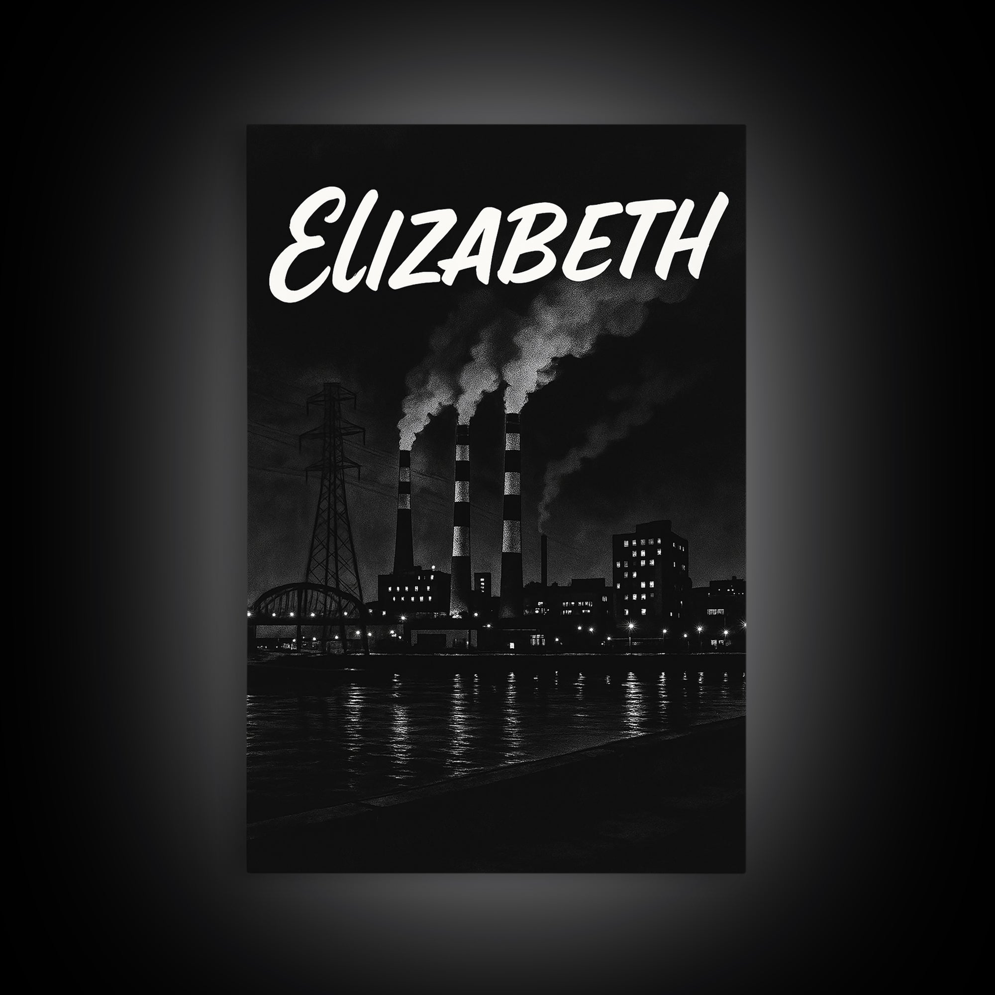 Elizabeth Travel Poster, Framed Canvas Print, Vintage Noir Poster Art, Elizabeth Art Print, Vintage City Poster, Mid Century Wall Art