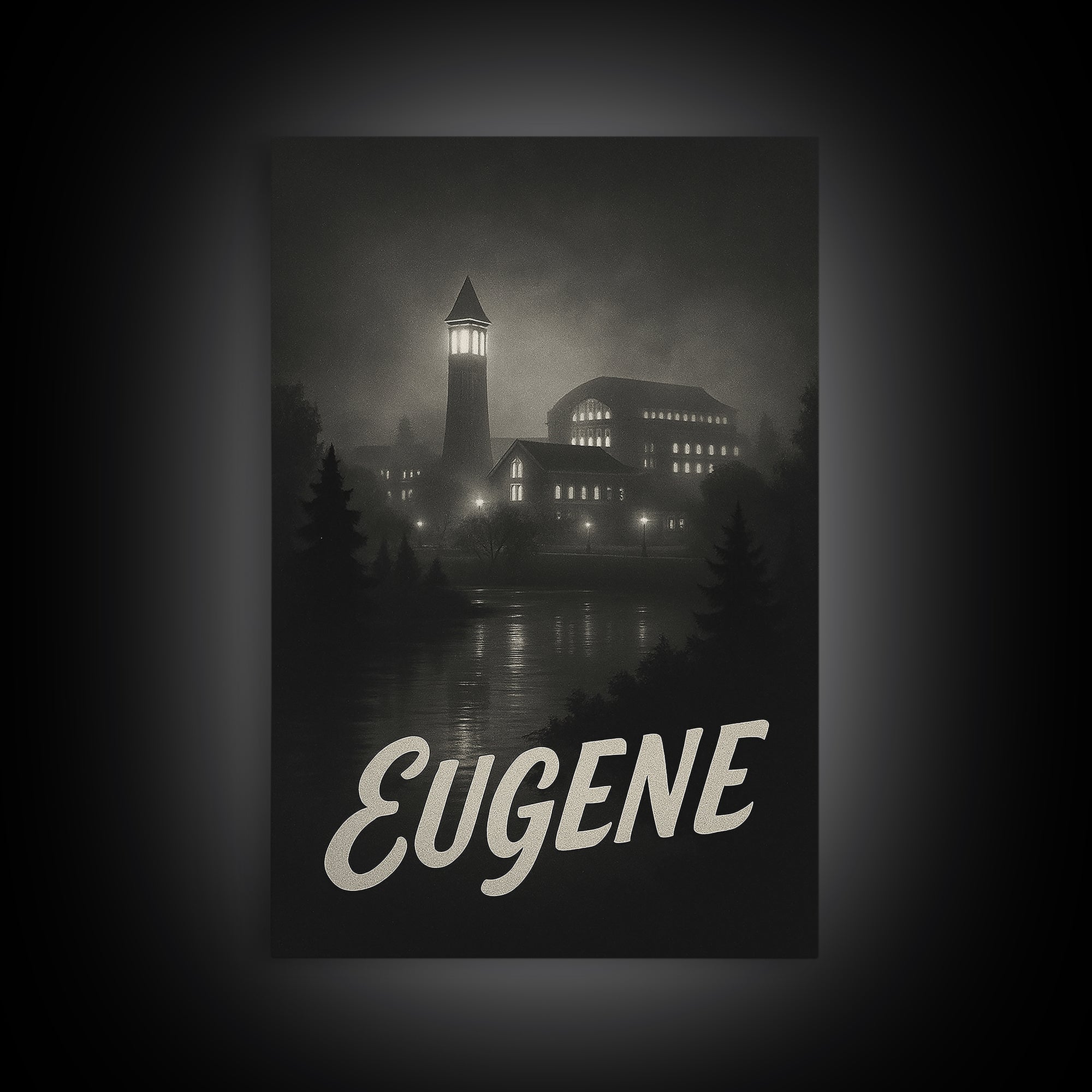 Eugene Oregon Travel Poster, Canvas Print, Black And White Travel Art, Eugene Travel Art, City Art Print, Gift For Travelers, Poster Art