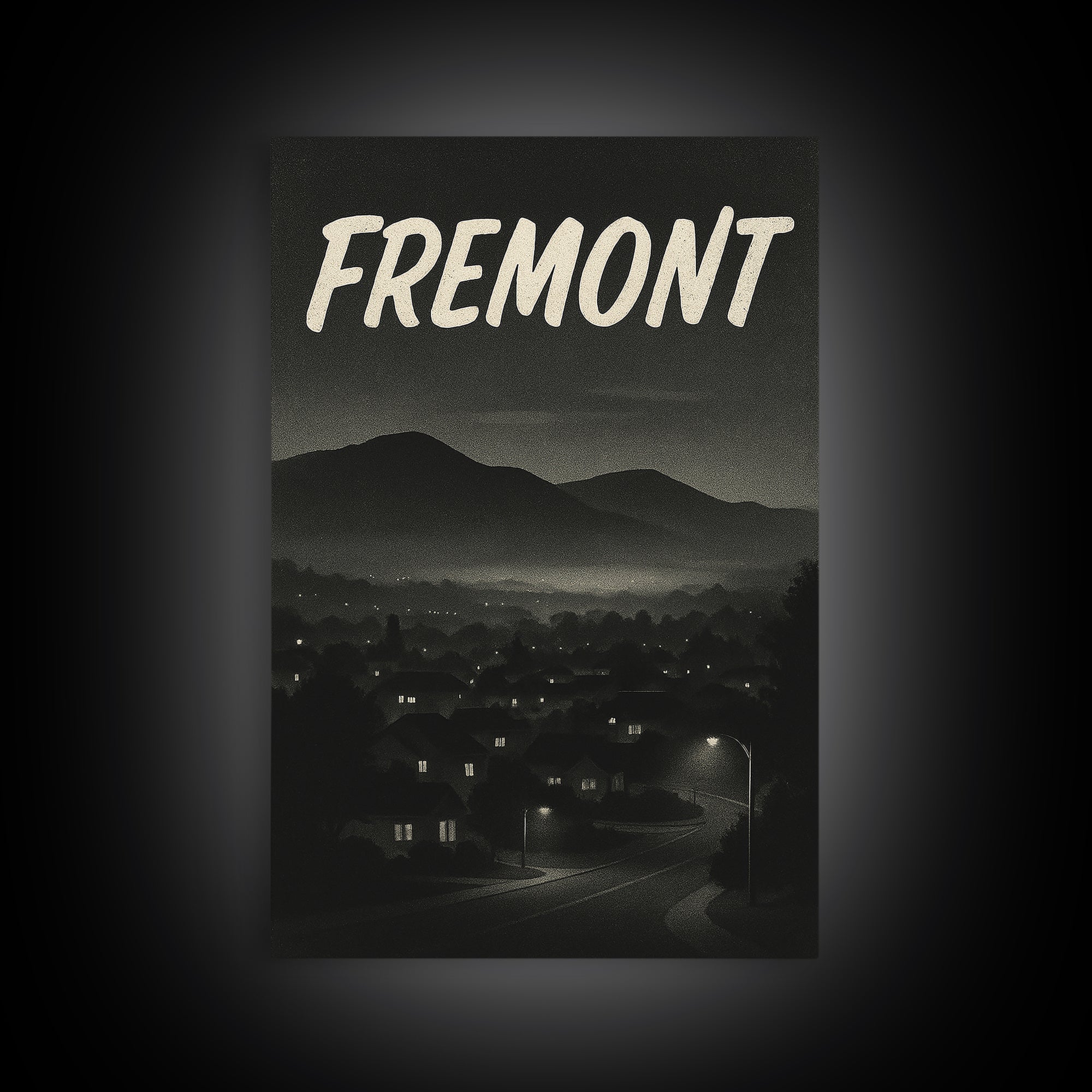 Fremont California Travel Poster, Canvas Print, Black And White Travel Art, Fremont Art Print, Office Decor, Travel Wall Art