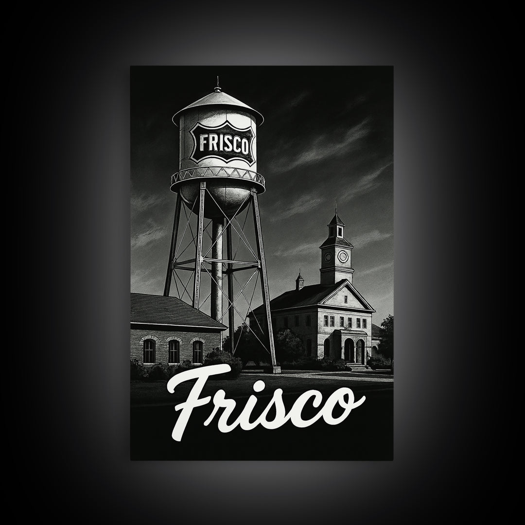 Frisco Travel Poster, Canvas Print, Night Street Poster Art, Frisco Art Print, Living Room Wall Art, Travel Poster Art, Eclectic Wall Decor