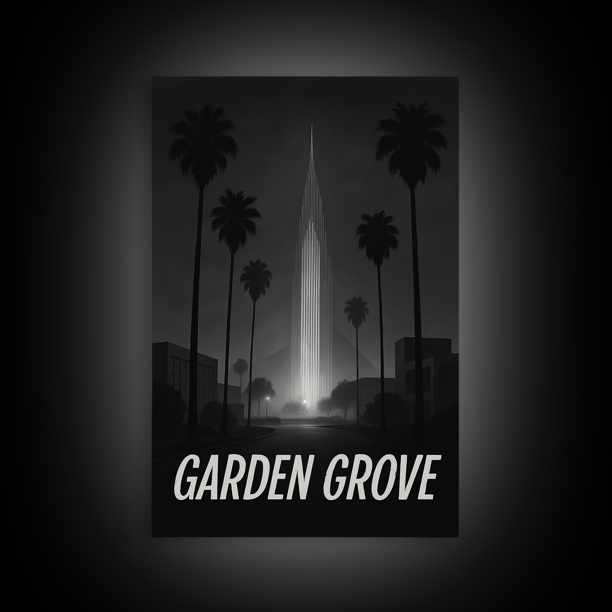 Garden Grove California Travel Poster, Canvas Print, Black And White Travel Art, Garden Grove Travel Art, Eclectic Wall Decor, Poster Art