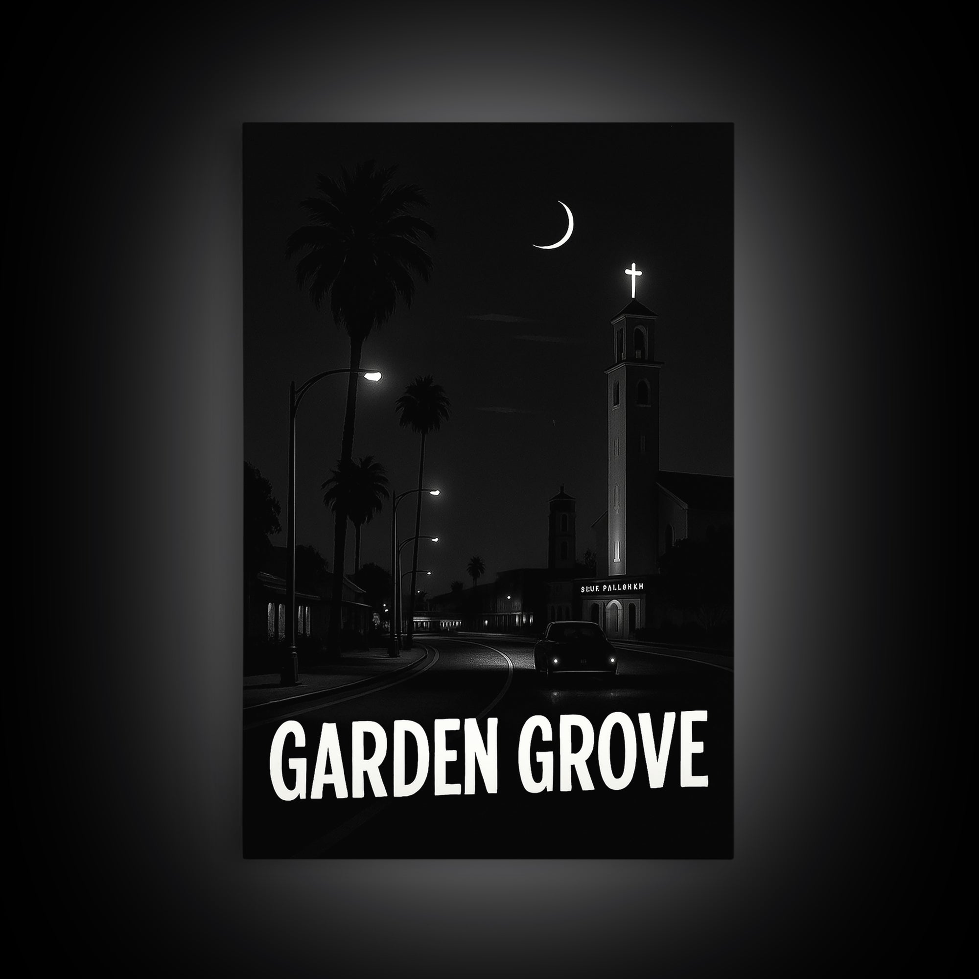 Garden Grove Travel Poster, Canvas Print, Vintage Noir Poster Art, Garden Grove Travel Art, Travel Art Print, Travel Poster Set