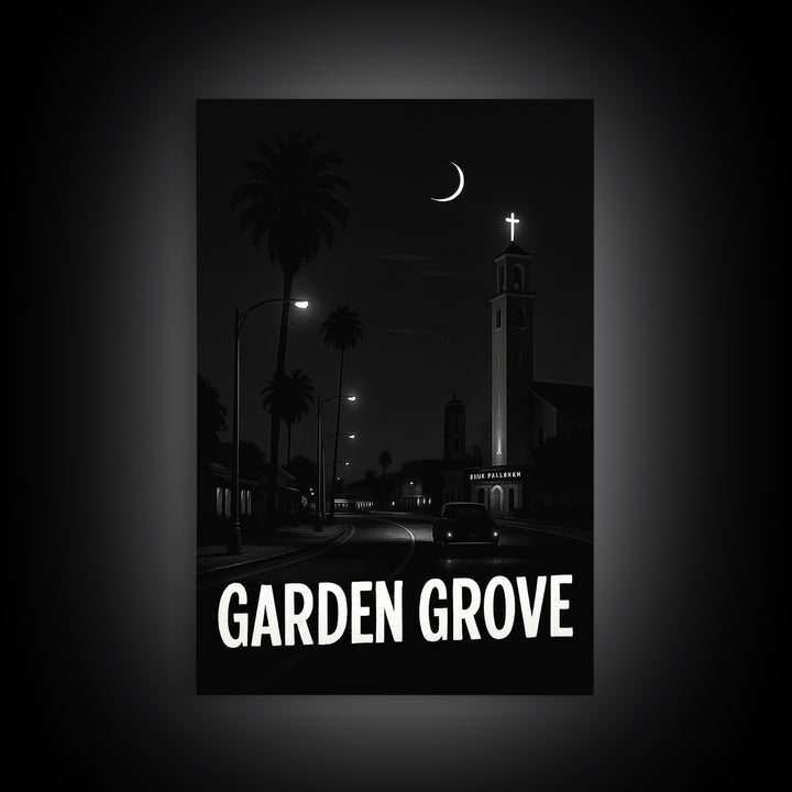 Garden Grove Travel Poster, Canvas Print, Vintage Noir Poster Art, Garden Grove Travel Art, Travel Art Print, Travel Poster Set