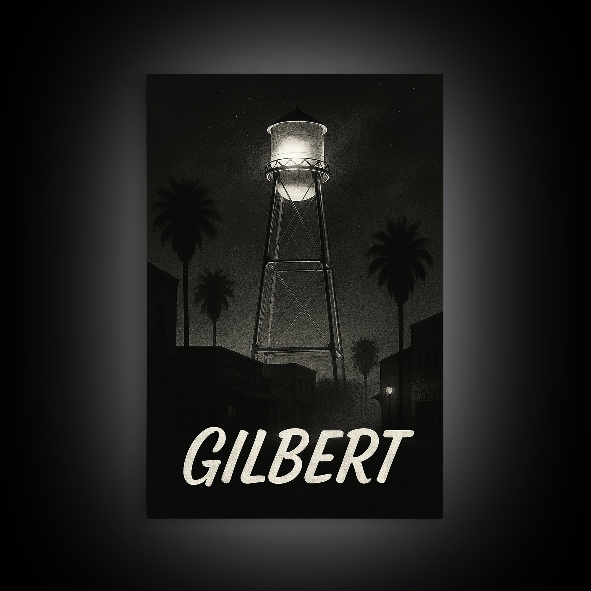 Gilbert Arizona Travel Poster, Framed Canvas Print, Black And White Travel Art, Gilbert Travel Art, Fine Art Print, Living Room Wall Art