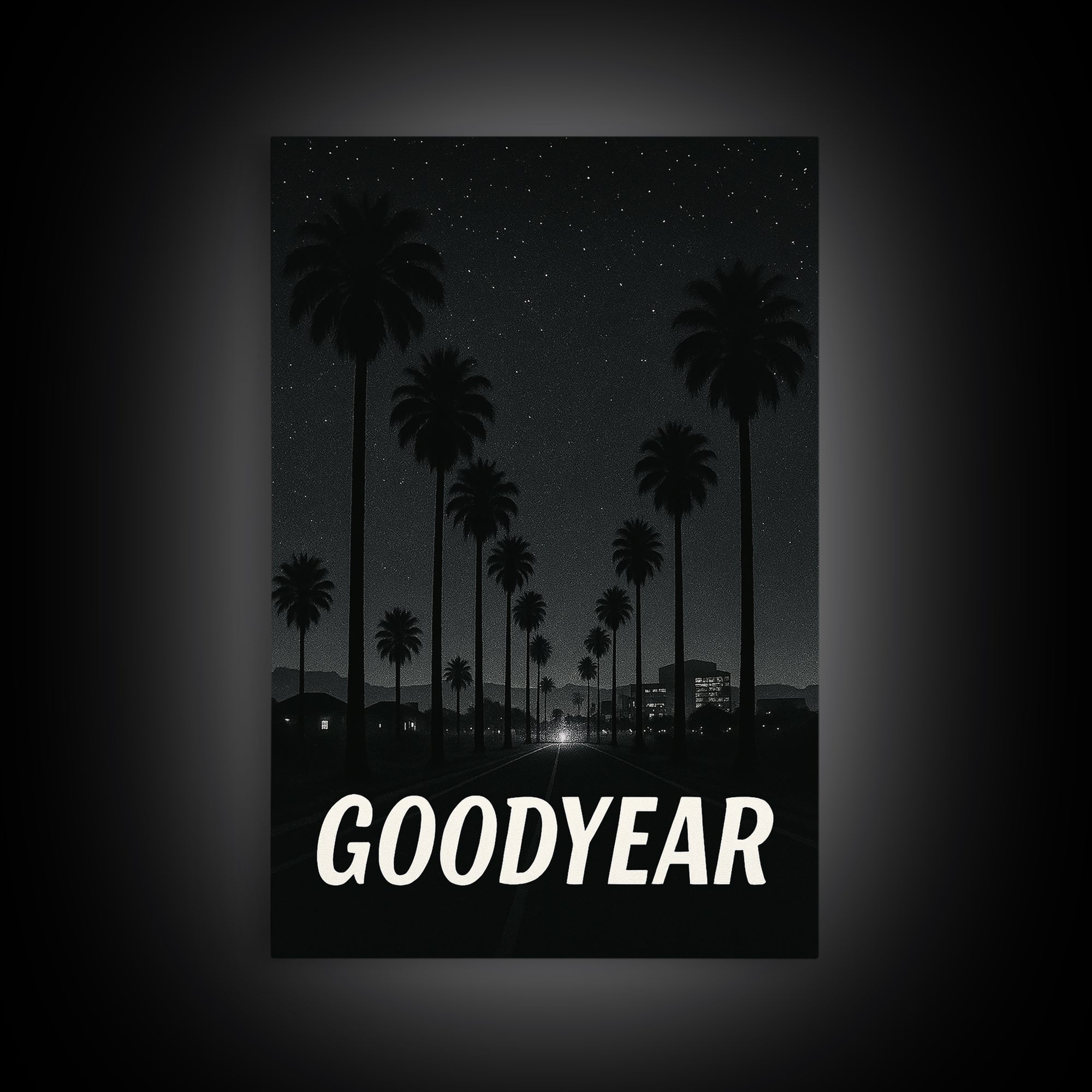 Goodyear Arizona Travel Poster, Canvas Print, Black And White Travel Art, Goodyear Art Print, Watercolor Downtown Skyline, City Illustration