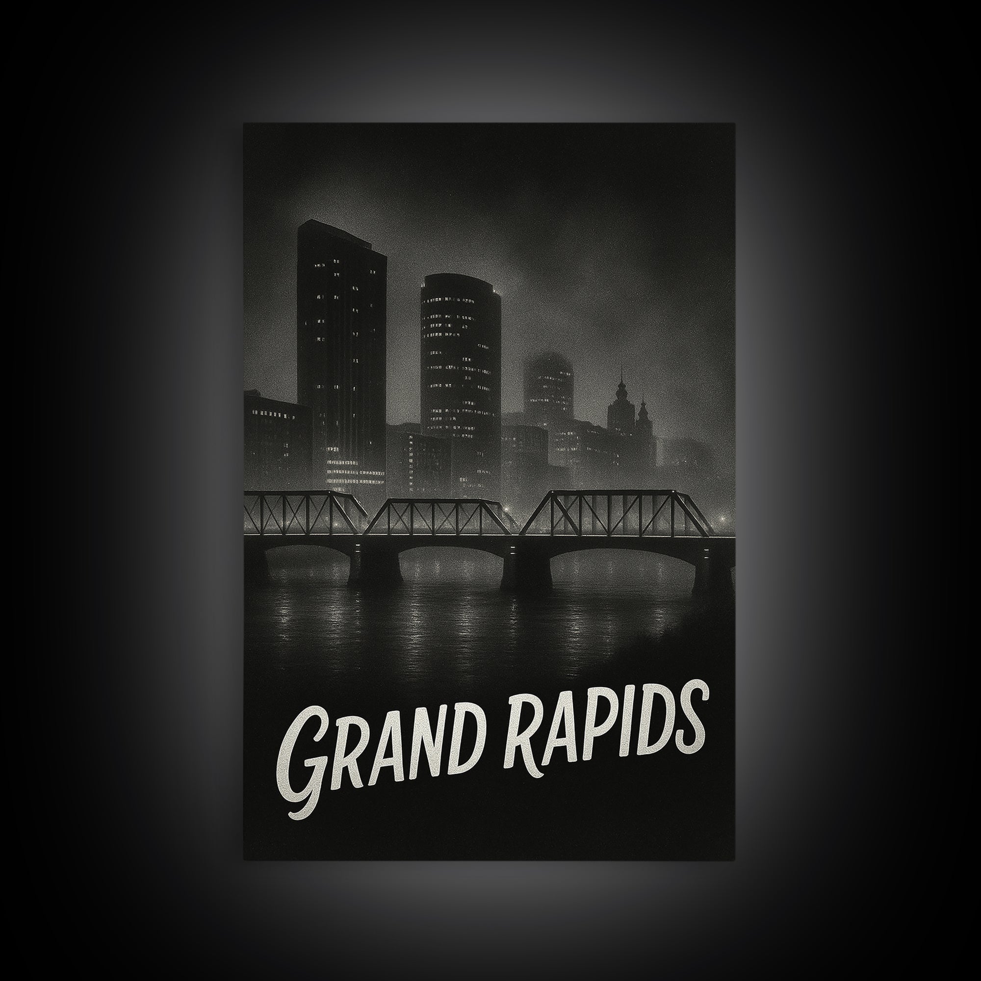 Grand Prairie Travel Poster, Canvas Print, Night Street Poster Art, Grand Prairie Travel Art, Eclectic Wall Decor, Home Office Decor