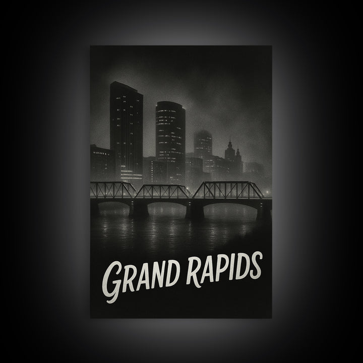 Grand Prairie Travel Poster, Canvas Print, Night Street Poster Art, Grand Prairie Travel Art, Eclectic Wall Decor, Home Office Decor