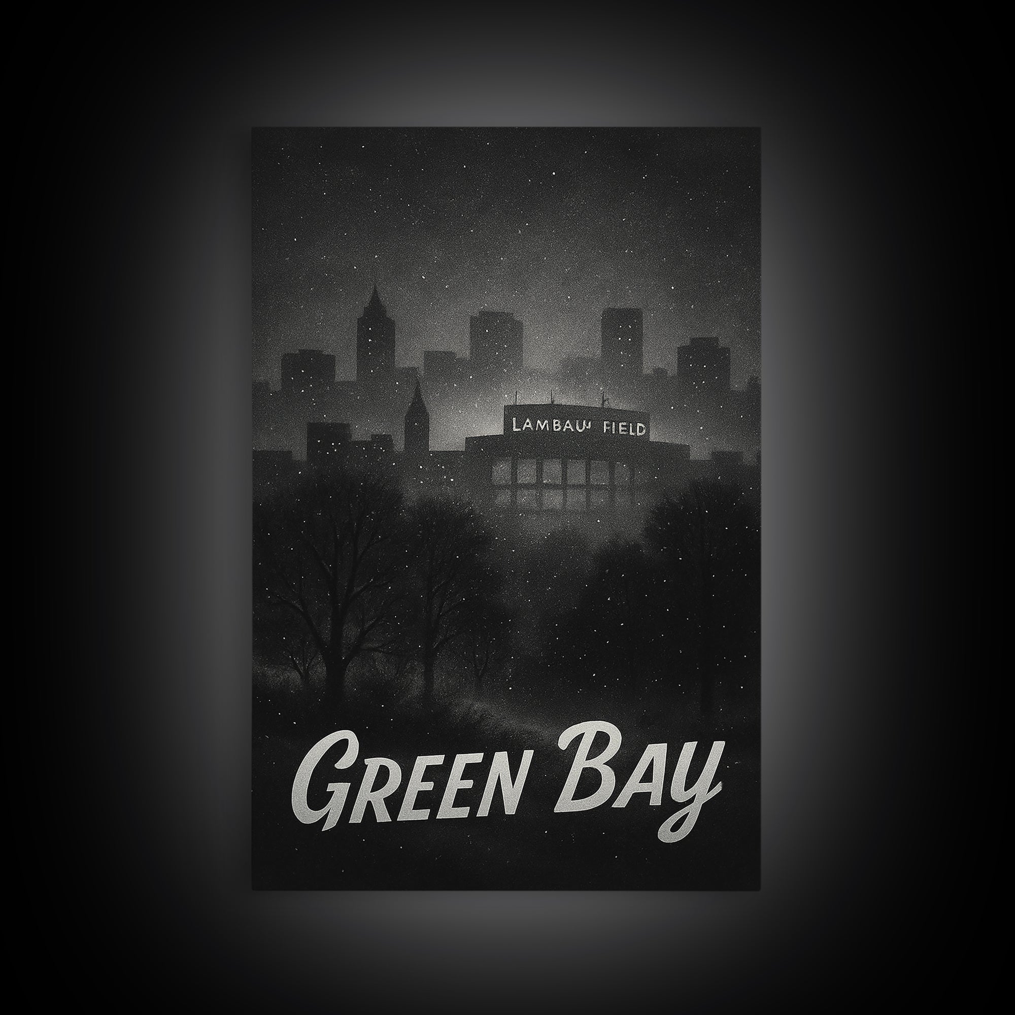 Green Bay Wisconsin Travel Poster, Canvas Print, Vintage Noir Poster Art, Green Bay Poster Print, Vintage City Poster, Vintage City Art
