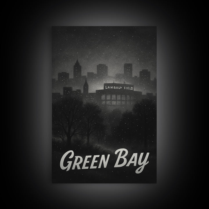 Green Bay Wisconsin Travel Poster, Canvas Print, Vintage Noir Poster Art, Green Bay Poster Print, Vintage City Poster, Vintage City Art