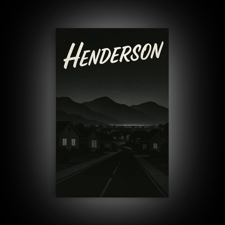 Henderson Nevada Travel Poster, Canvas Print, Black And White Travel Art, Henderson City Art, City Travel Prints, Watercolor Cityscape