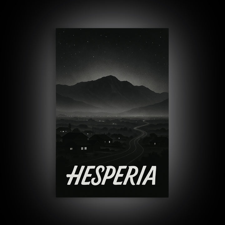 Hesperia California Travel Poster, Canvas Print, Vintage Noir Poster Art, Hesperia Art Print, Travel Art, Travel Wall Art, Wall Art