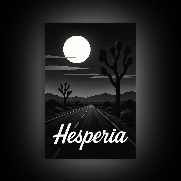Hesperia Travel Poster, Framed Canvas Print, Vintage Noir Poster Art, Hesperia Poster Print, Travel Poster Set, Vintage City Art
