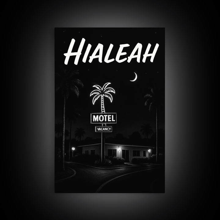 Hialeah Travel Poster, Framed Canvas Print, Vintage Noir Poster Art, Hialeah Art Print, Mid Century Wall Art, Vintage Travel Art
