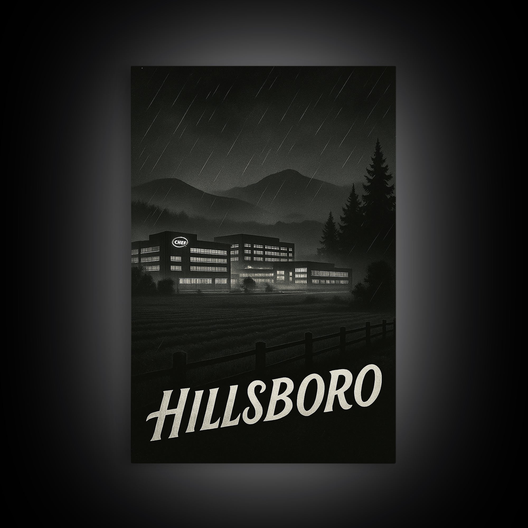 Hillsboro Oregon Travel Poster, Canvas Print, Black And White Travel Art, Hillsboro Poster Print, Wanderlust Decor, Eclectic Wall Decor