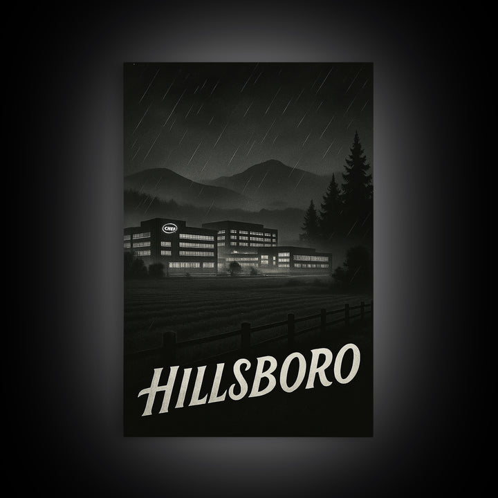 Hillsboro Oregon Travel Poster, Canvas Print, Black And White Travel Art, Hillsboro Poster Print, Wanderlust Decor, Eclectic Wall Decor