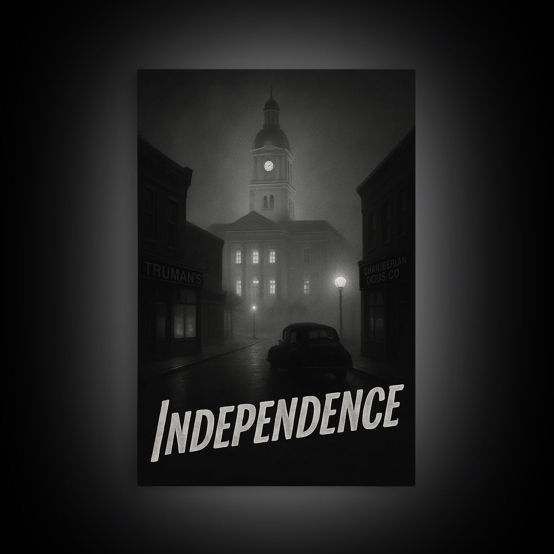 Independence Missouri Travel Poster, Canvas Print, Vintage Noir Poster Art, Independence City Art, Travel Art Print, Art Print