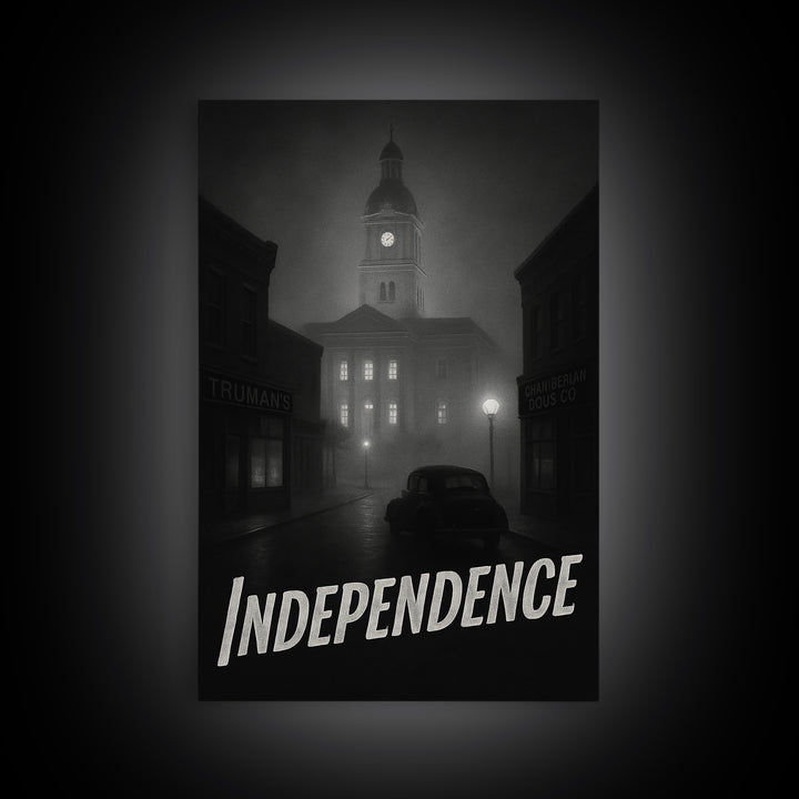Independence Missouri Travel Poster, Canvas Print, Vintage Noir Poster Art, Independence City Art, Travel Art Print, Art Print