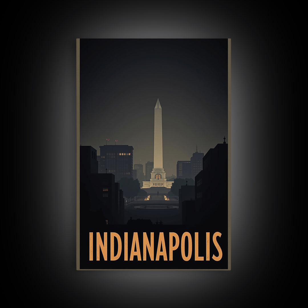 Indianapolis Indiana Travel Poster, Canvas Print, Black And White Travel Art, Indianapolis City Art, Vintage City Art, Travel Poster Set