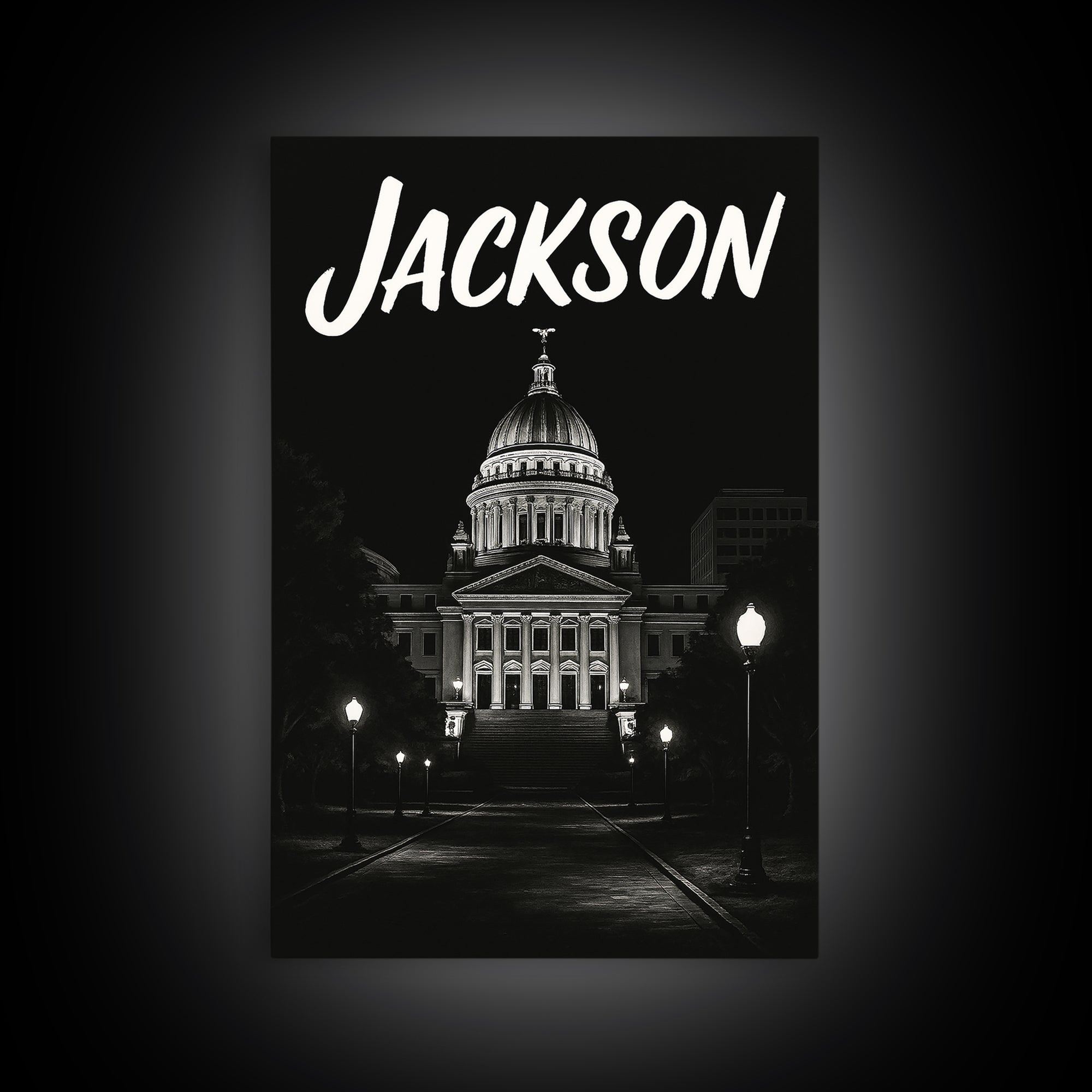 Jackson Travel Poster, Canvas Print, Vintage Noir Poster Art, Jackson Travel Art, Vintage City Art, Vintage Travel Art, Travel Poster Art