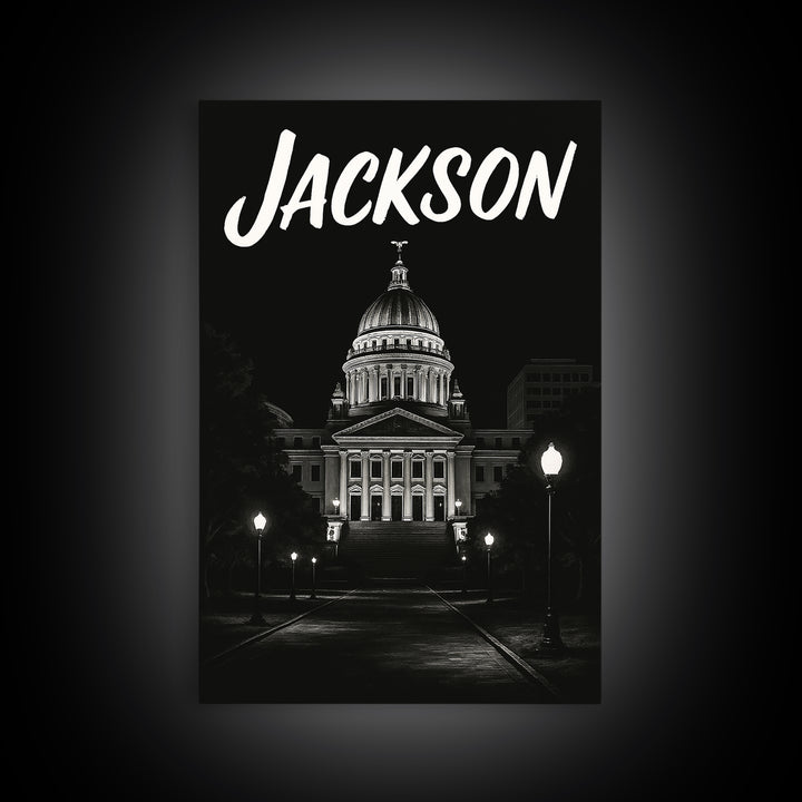 Jackson Travel Poster, Canvas Print, Vintage Noir Poster Art, Jackson Travel Art, Vintage City Art, Vintage Travel Art, Travel Poster Art
