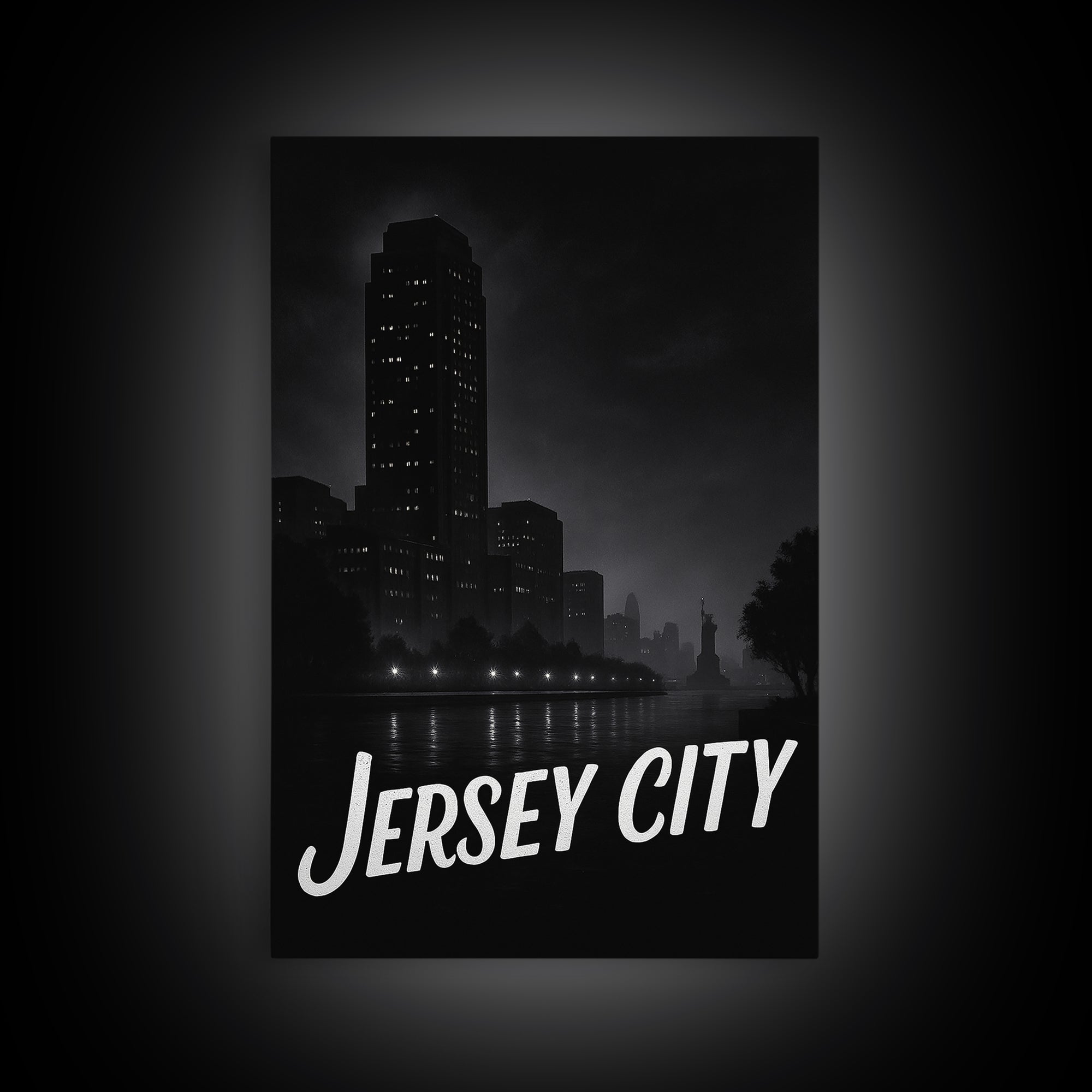 Jersey City New Jersey Travel Poster, Canvas Print, Vintage Noir Poster Art, Jersey City Wall Art, Poster Art, Travel Poster Set, Poster Art