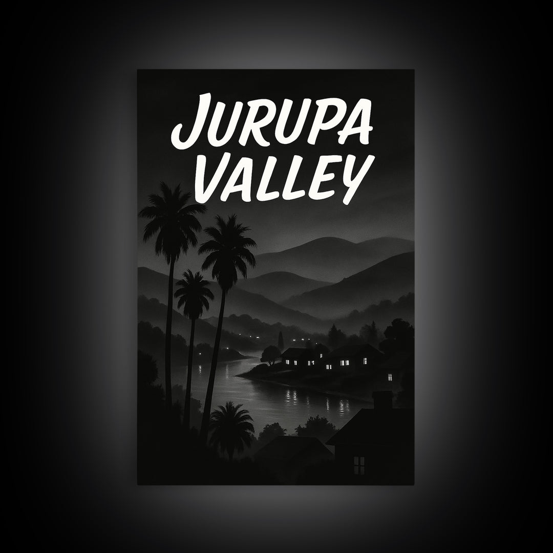 Jurupa Valley California Travel Poster, Canvas Print, Night Street Poster Art, Jurupa Valley Wall Art, Vintage Travel Art, Travel Poster Art