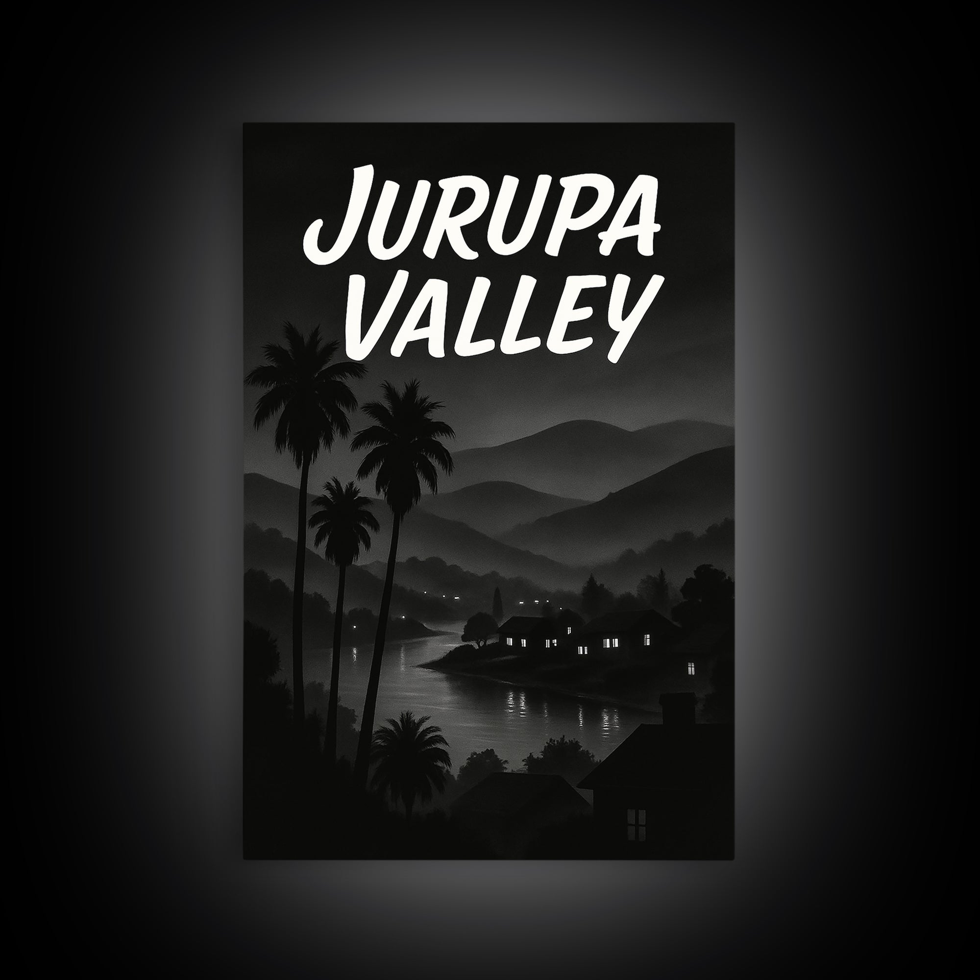 Jurupa Valley California Travel Poster, Canvas Print, Night Street Poster Art, Jurupa Valley Wall Art, Vintage Travel Art, Travel Poster Art