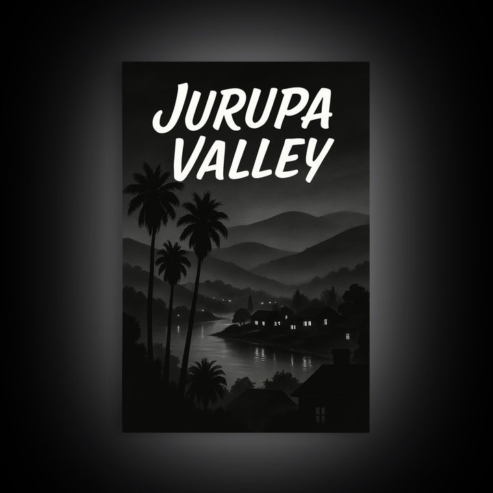 Jurupa Valley California Travel Poster, Canvas Print, Night Street Poster Art, Jurupa Valley Wall Art, Vintage Travel Art, Travel Poster Art