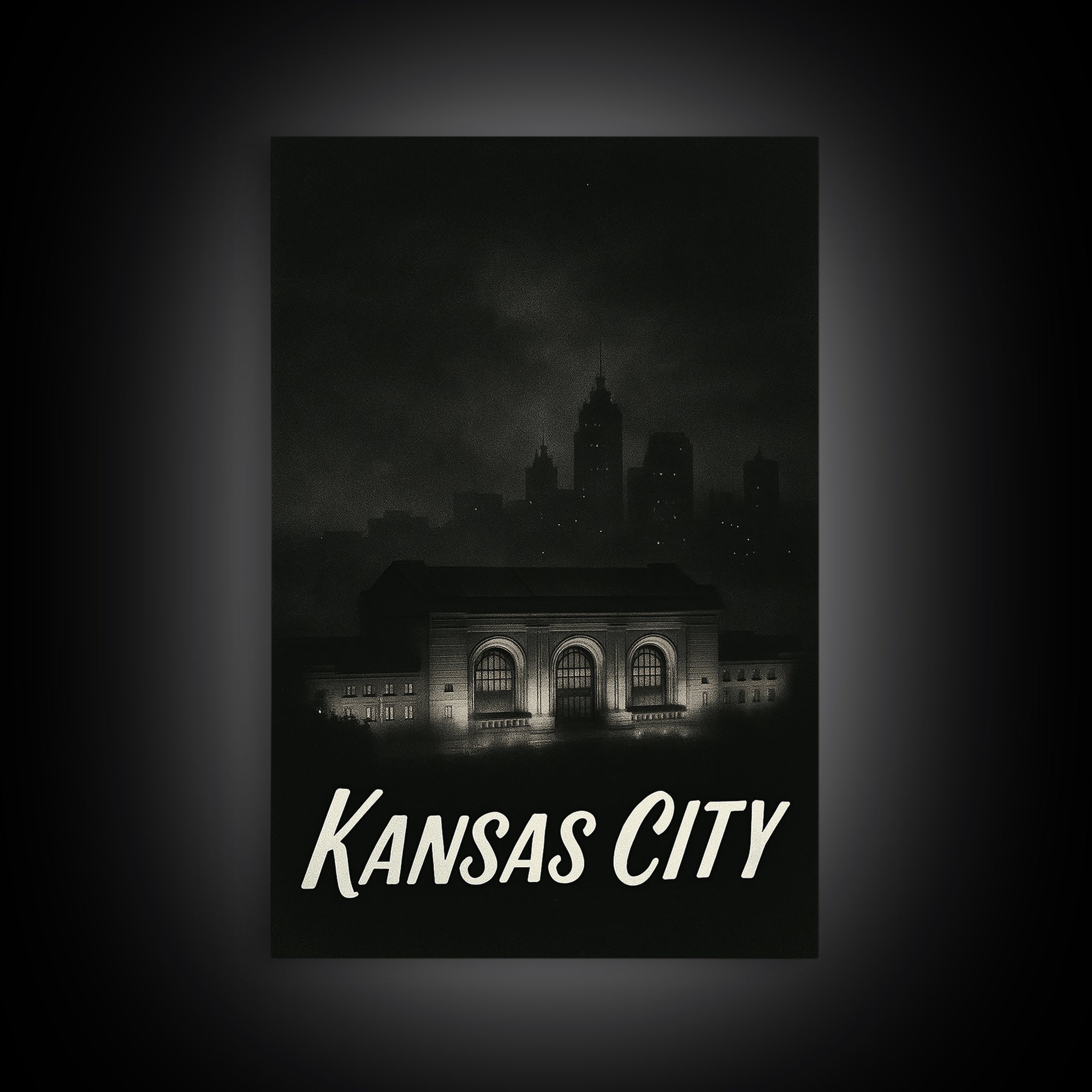 Kansas City Travel Poster, Canvas Print, Vintage Noir Poster Art, Kansas City Travel Art, City Travel Prints, Travel Art Print