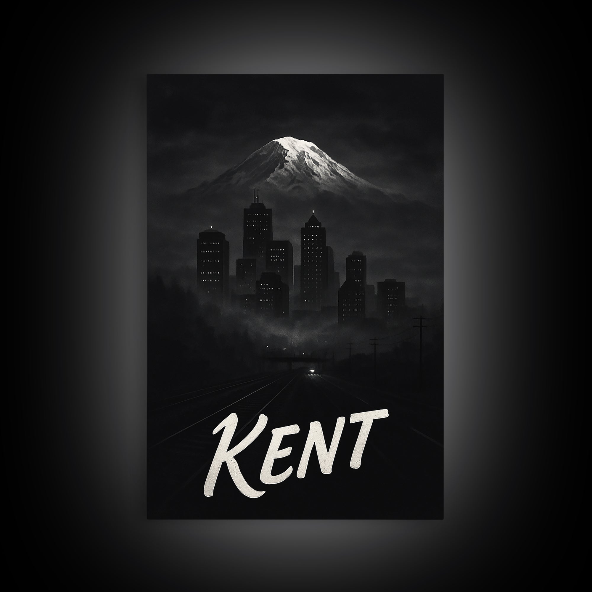 Kent Washington Travel Poster, Canvas Print, Night Street Poster Art, Kent Poster Print, City Art Print, Wanderlust Decor, Wall Decor