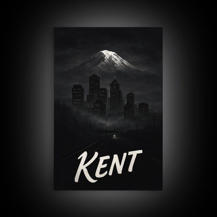 Kent Washington Travel Poster, Canvas Print, Night Street Poster Art, Kent Poster Print, City Art Print, Wanderlust Decor, Wall Decor